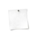 close up of a note paper with a pushpin on white background Royalty Free Stock Photo