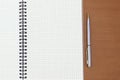 Close-up notebook or note book diary with a pen or pencil on top view desk Royalty Free Stock Photo