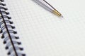 Close-up notebook or note book diary with a pen or pencil on top view desk Royalty Free Stock Photo