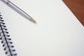 Close-up notebook or note book diary with a pen or pencil on top view desk Royalty Free Stock Photo
