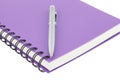 Close up notebook spiral bound and pen on white background Royalty Free Stock Photo