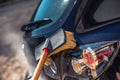 Close up of nozzle of high pressure washer used on car Royalty Free Stock Photo