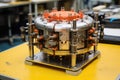 close-up of a nuclear battery prototype on a lab table