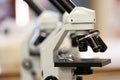 Scientific equipment and tools - microscope magnifying Royalty Free Stock Photo