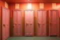 close-up of numbered dressing room doors in a row