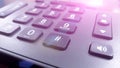 Close up on the numbers on the keypad phone, fixed phone Royalty Free Stock Photo