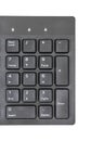 Close up of numeric keypad of computer keyboard num lock isolated on white background