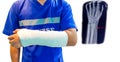 Close up A Nurse accident and on shot arm cast Royalty Free Stock Photo