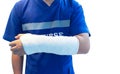 Close up A Nurse accident and on shot arm cast Royalty Free Stock Photo