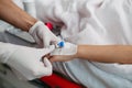 Close up of nurse insering IV cannula in little girl hand. IV, intravenous therapy for child patient. Royalty Free Stock Photo