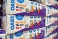 Close up of Oasis juice multi-pack boxes on store shelf. Royalty Free Stock Photo