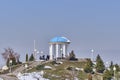 Close-up of observation deck with rotunda on top of hill. Park of first president Almaty,Kazakhstan Royalty Free Stock Photo