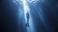 Close up observation of a proficient freediver exploring the depths of the underwater world