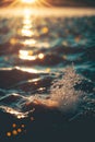 Close up ocean wave with sunset Royalty Free Stock Photo