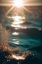 Close up ocean wave with sunset Royalty Free Stock Photo