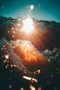 Close up ocean wave with sunset Royalty Free Stock Photo
