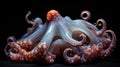 A close up of an octopus with tentacles and a head, AI Royalty Free Stock Photo