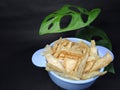 Close up off a bowl of cassava chips