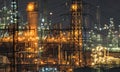 Close up of Oil and gas refinery plant at twilight. Royalty Free Stock Photo