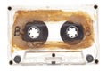 Close up of old audio tape cassette side B, isolated on white background, vintage 80's music concept. Royalty Free Stock Photo