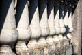 Closeup of a Balustrade in White Stone - Diminishing Perspective Royalty Free Stock Photo