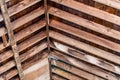 Old barn roof frame, rafters, being rehabilitated in a new development Royalty Free Stock Photo