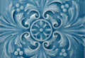 Old blue Ceramic Tile with Floral Pattern Royalty Free Stock Photo