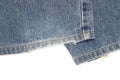 Old blue denim jeans hem