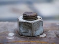 close up old bolts and nuts with rust Royalty Free Stock Photo