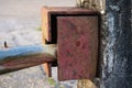 Close up old boundary gate lock for security Royalty Free Stock Photo