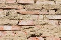 Closeup of old brick wall with selective focus on foreground Royalty Free Stock Photo