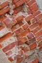 Close up on an old bricks wall with copy space for your text. Royalty Free Stock Photo