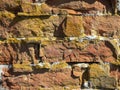 Close-up of an old broken red brick wall. Texture, pattern, vintage Royalty Free Stock Photo