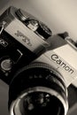 Close up of old Canon vintage photography camera