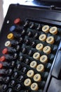 Close up of old cash register keys Royalty Free Stock Photo