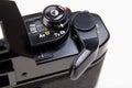 Close up of old classic 35mm slr camera Royalty Free Stock Photo