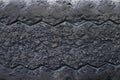 Close up old damaged and worn black tire tread truck. Tire tread problems and solutions for road safety concept. Change time. tran Royalty Free Stock Photo