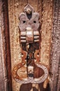 Close up of an old deadbolt in hdr