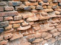 Close up of old, demage and vintage brick wall texture background for wallpaper Royalty Free Stock Photo