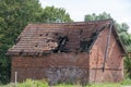 Close up on old destroyed house