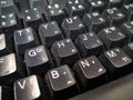 Close-up of old dusty black keyboard