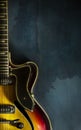 Close-up of old electric jazz guitar on a dark blue background Royalty Free Stock Photo