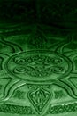 Close-up of an old embossed green leather Celtic design journal cover background Royalty Free Stock Photo