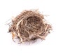 Close up old empty bird nest isolated on white Royalty Free Stock Photo