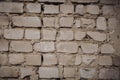 Close Up of an Old Exterior Brick Wall with Stained and Peeling White Paint Royalty Free Stock Photo