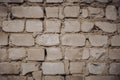 Close Up of an Old Exterior Brick Wall with Stained and Peeling White Paint Royalty Free Stock Photo