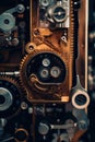 A close up of an old fashioned camera. Generative AI image. Royalty Free Stock Photo
