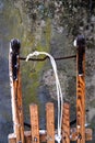 Sled leaning against old concrete wall Royalty Free Stock Photo