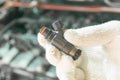 Close up of old fuel injector, Car maintenance service