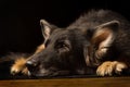 Close-up of an old German Shepherd dog head lying down on the floor Royalty Free Stock Photo